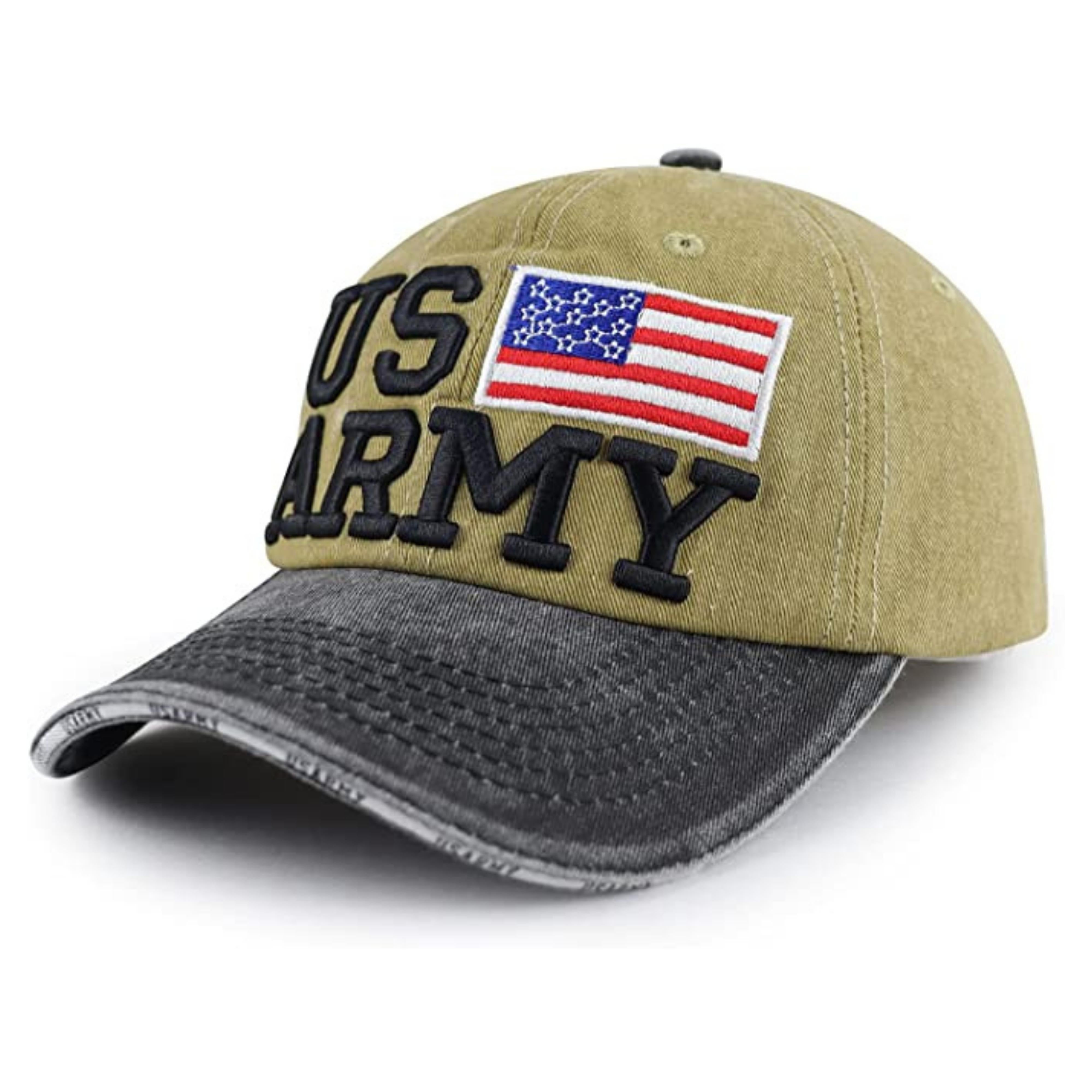 Embroidred Baseball Stylish Cap Topi for Men Women - US Army - Black