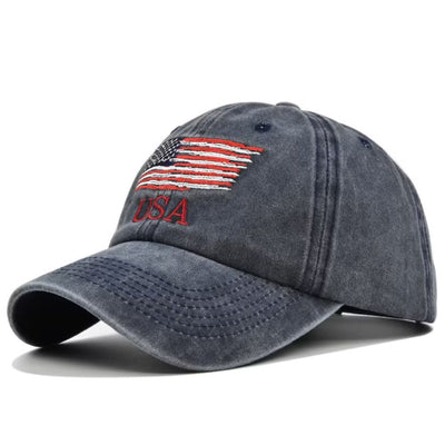 Cotton Flag Style Snapback Baseball Cap for Men Women - Small Flag - Blue