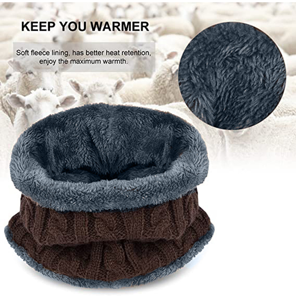 Winter Beanie Cap Hat Scarf Set for Men Women