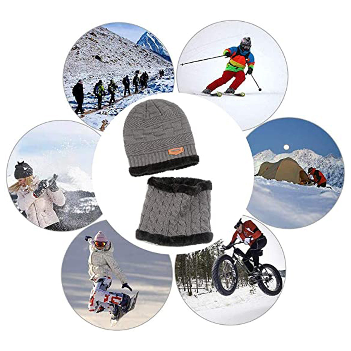 Winter Beanie Cap Hat Scarf Set for Men Women
