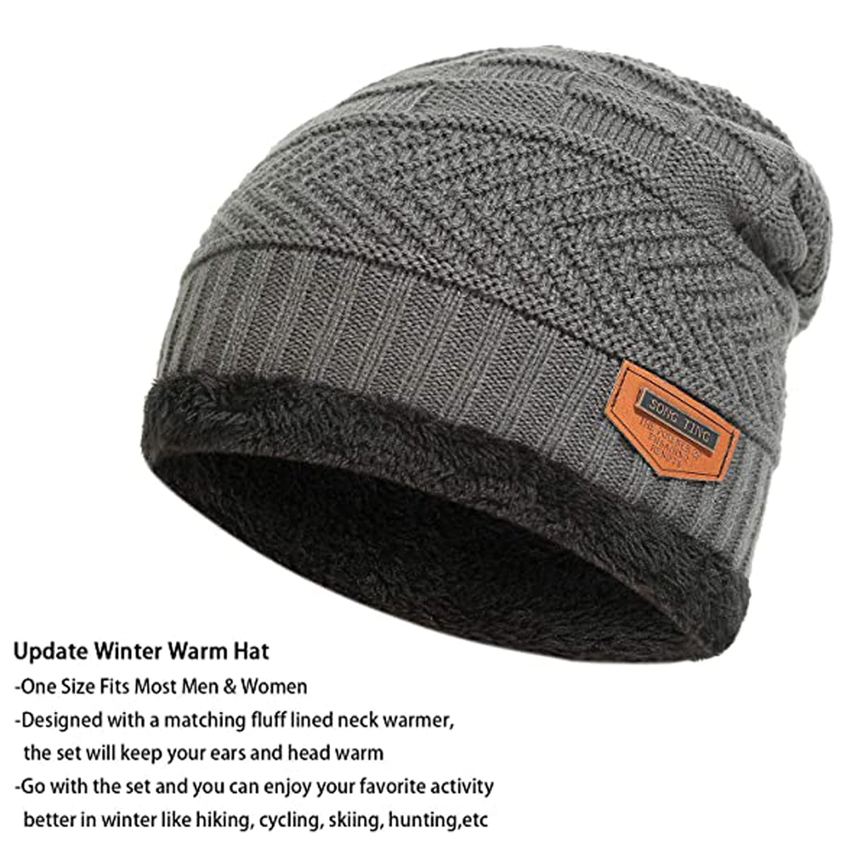 Winter Beanie Cap Hat Scarf Set for Men Women