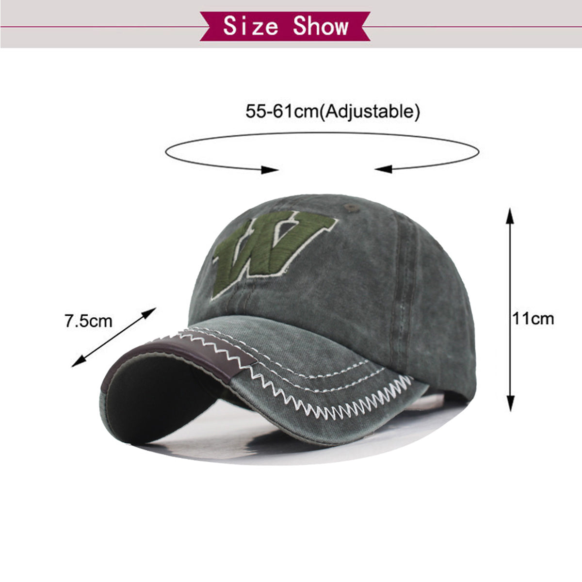 Baseball Stylish Cap - Embroidered W - Olive