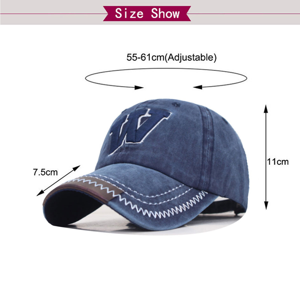 Baseball Stylish Cap - Embroidered W - Dark Blue