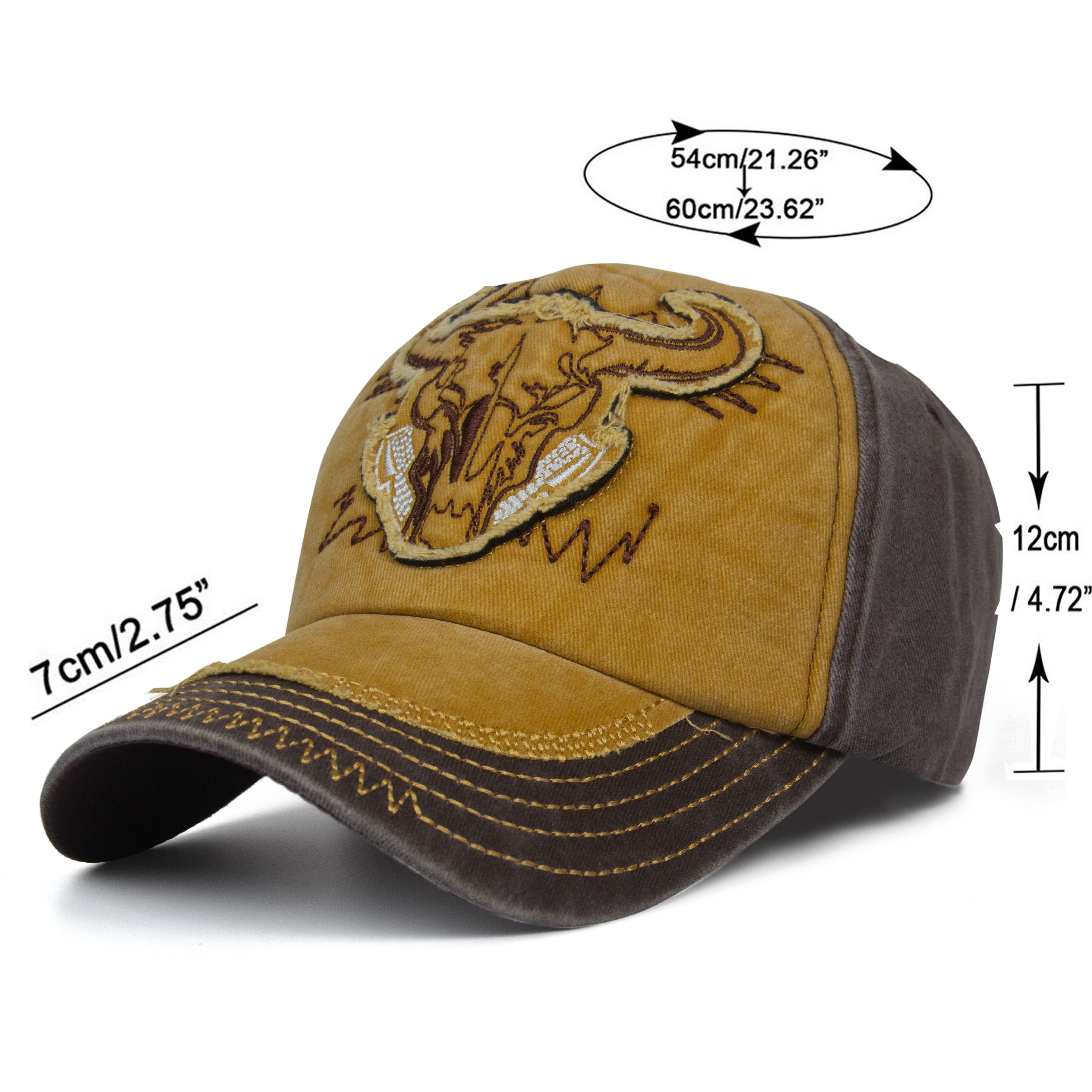 Cotton Bull Style Snapback Baseball Cap for Men Women - Yellow