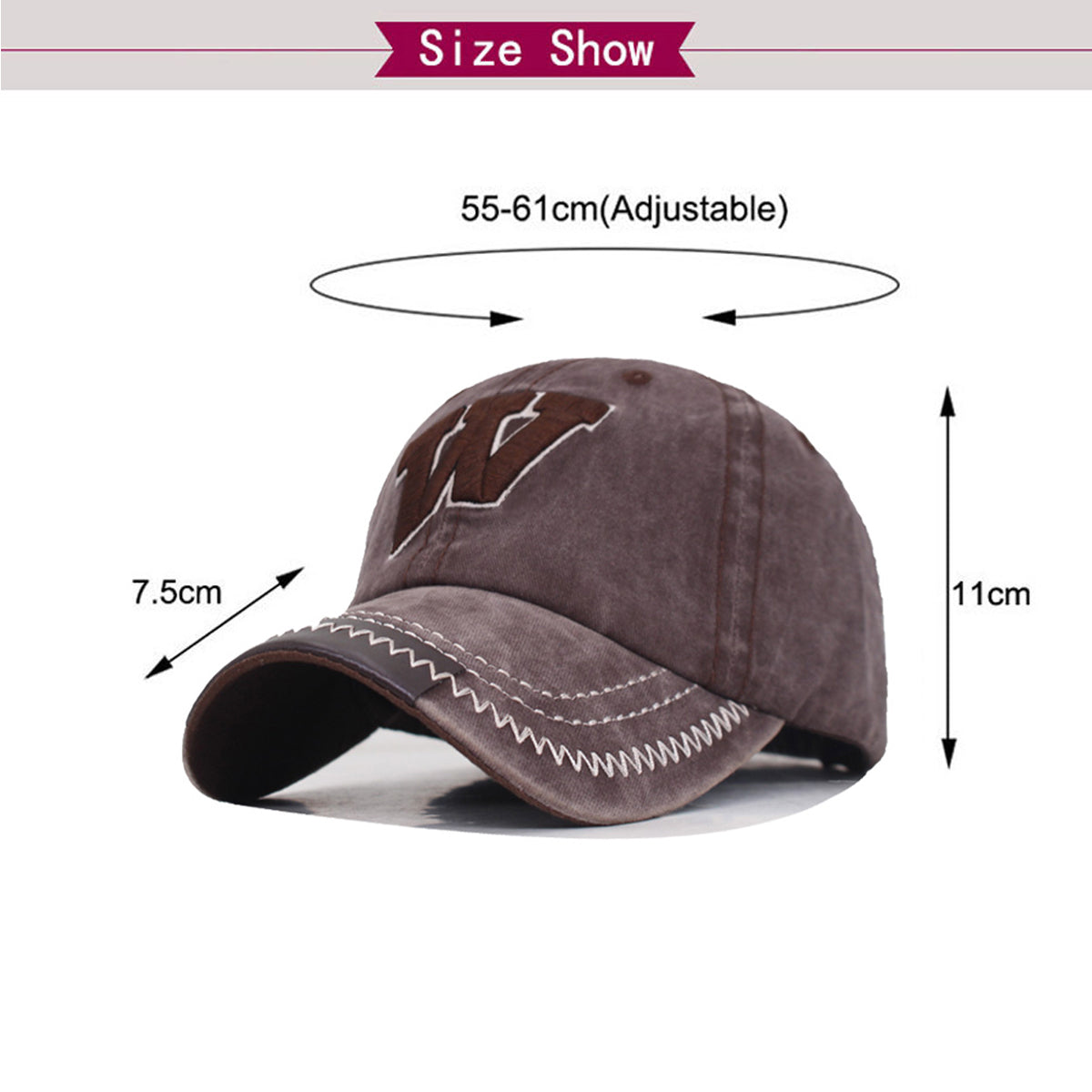 Baseball Stylish Cap - Embroidred W - Coffee