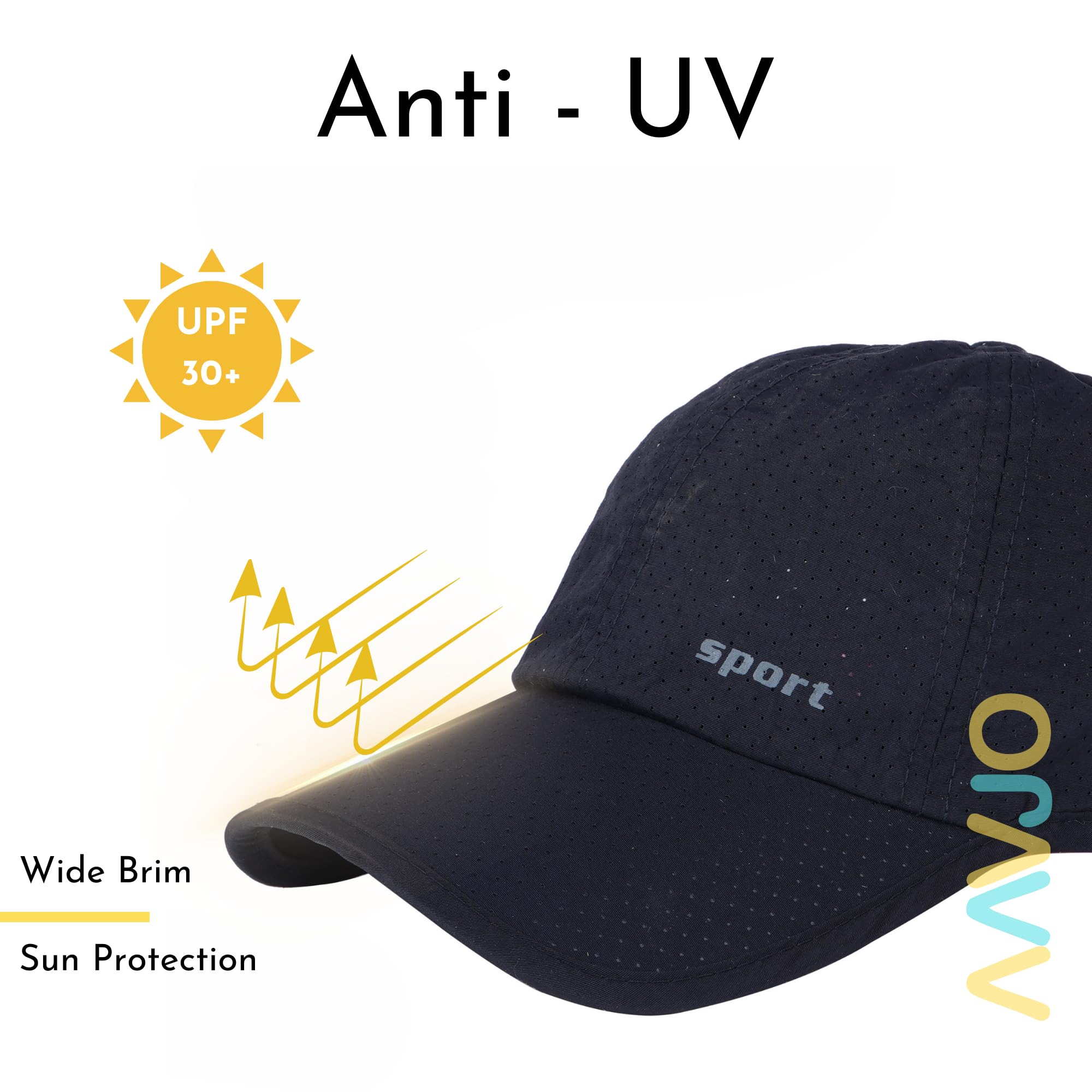 Quick Dry Baseball Cap Hat Topi for Men Women - Sport Black