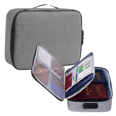 Big Size Document File Storage Bag Organiser with Lock - Grey