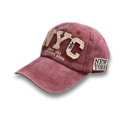 Embroidred NYC Stylish Cap Topi for Men Women - Red