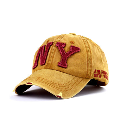 Cotton NY Style Snapback Baseball Cap Topi for Men Women - Yellow