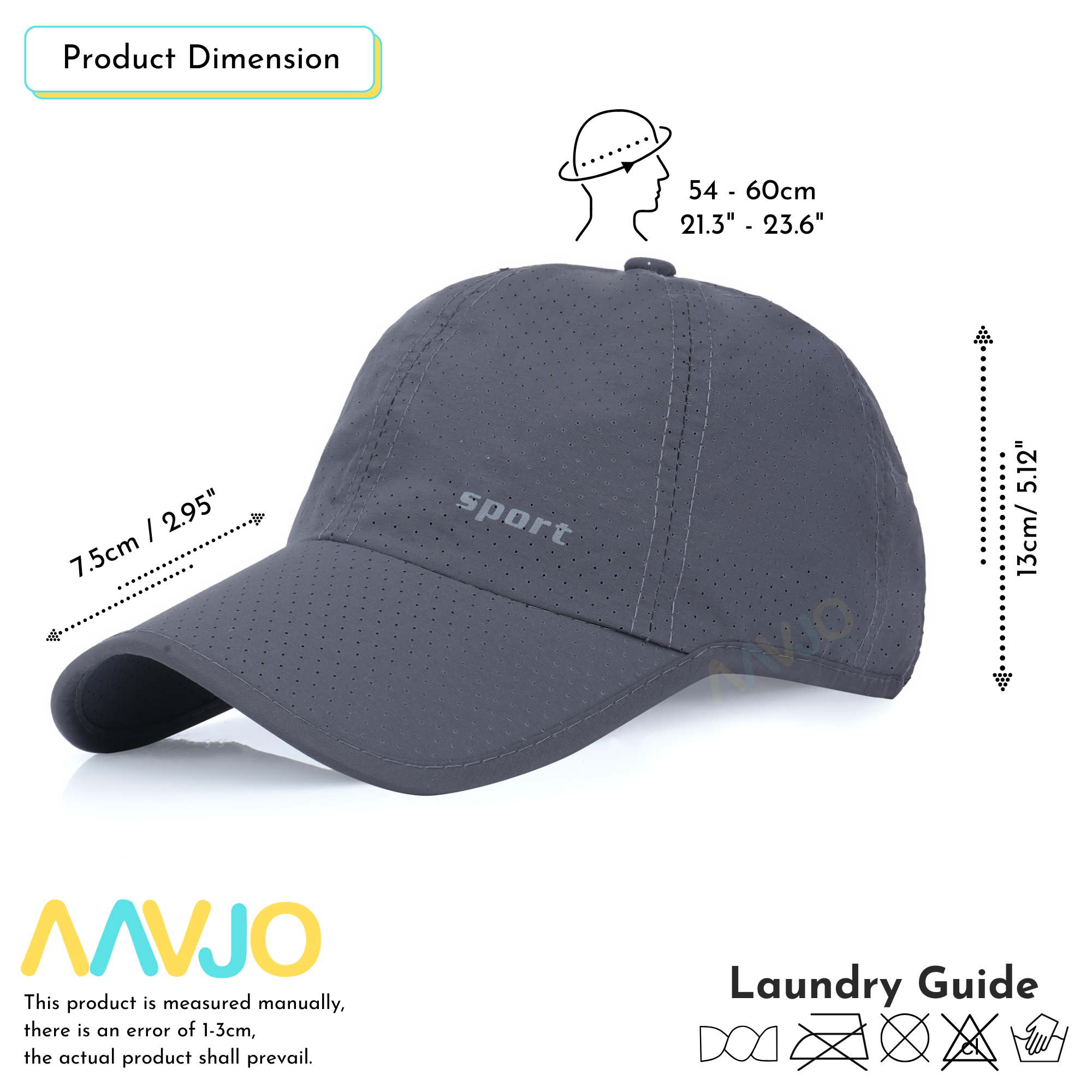 Quick Dry Baseball Cap Hat Topi for Men Women - Sport Grey