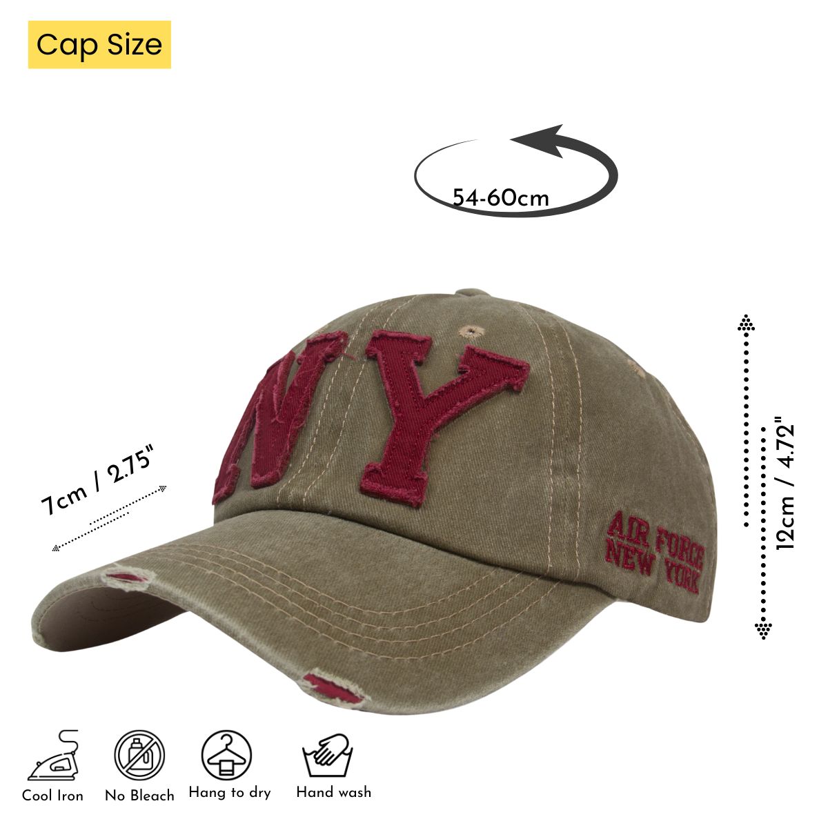 Cotton NY Style Snapback Baseball Cap Topi for Men Women - Beige