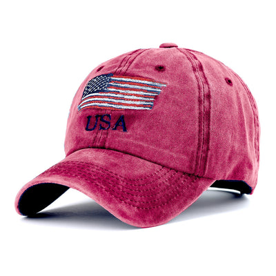 Cotton Flag Style Snapback Baseball Cap for Men Women - Small Flag - Red