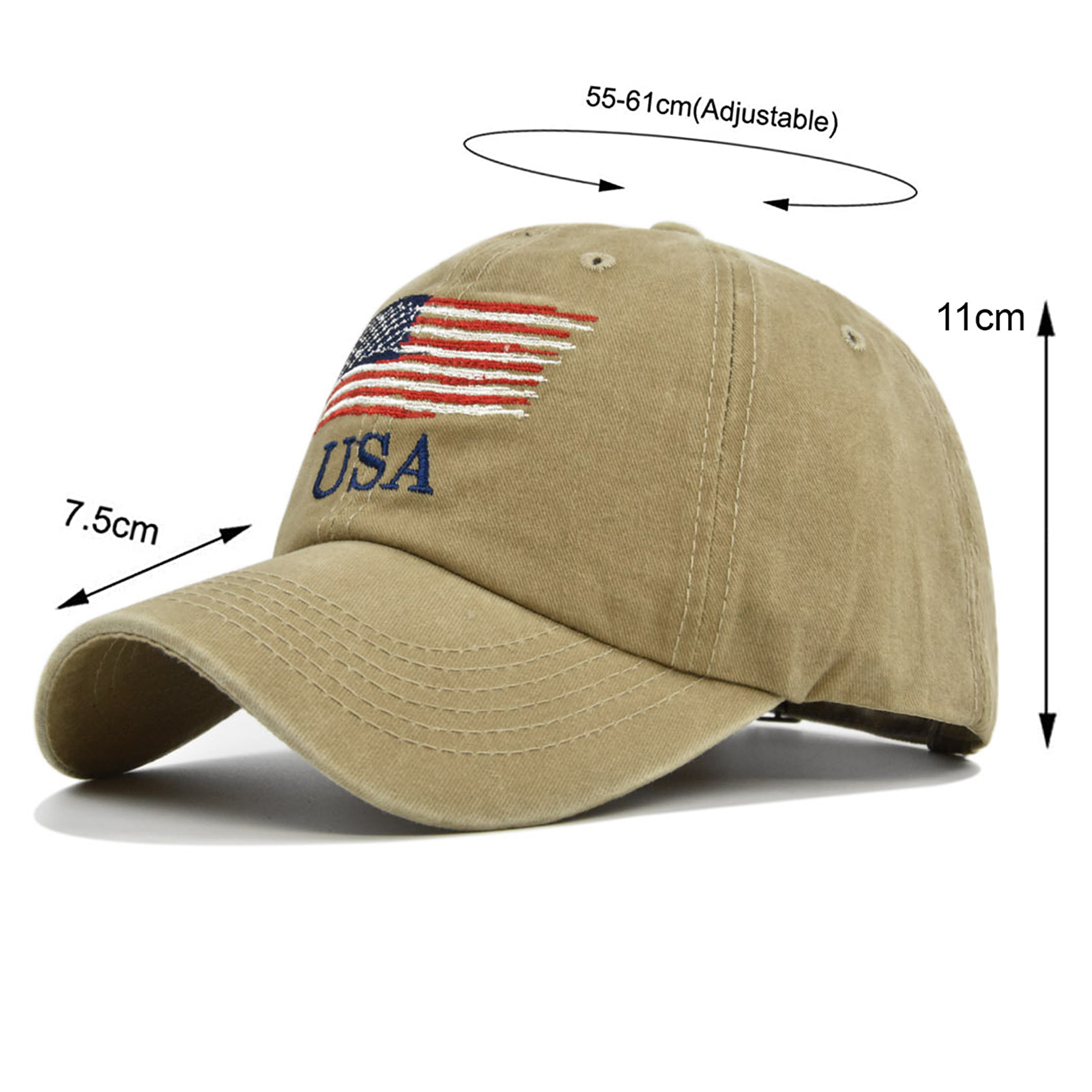 Cotton Flag Style Snapback Baseball Cap for Men Women - Small Flag - Beige