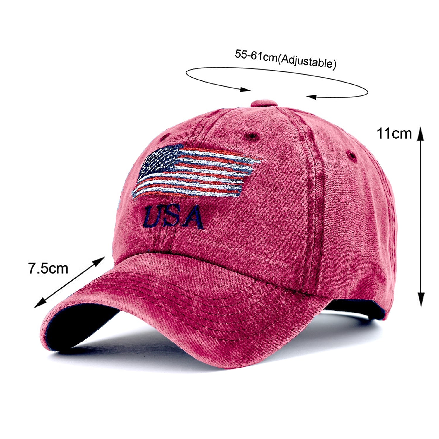 Cotton Flag Style Snapback Baseball Cap for Men Women - Small Flag - Red