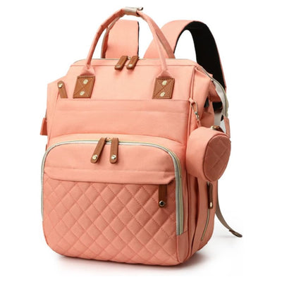 Diaper Backpack Bag with USB Charging - Coral