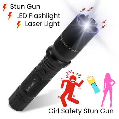 Rechargeable Self Defence Women Safety Taser Baton Shock (Stun Gun + Led Flashlight+ Laser light) Torch