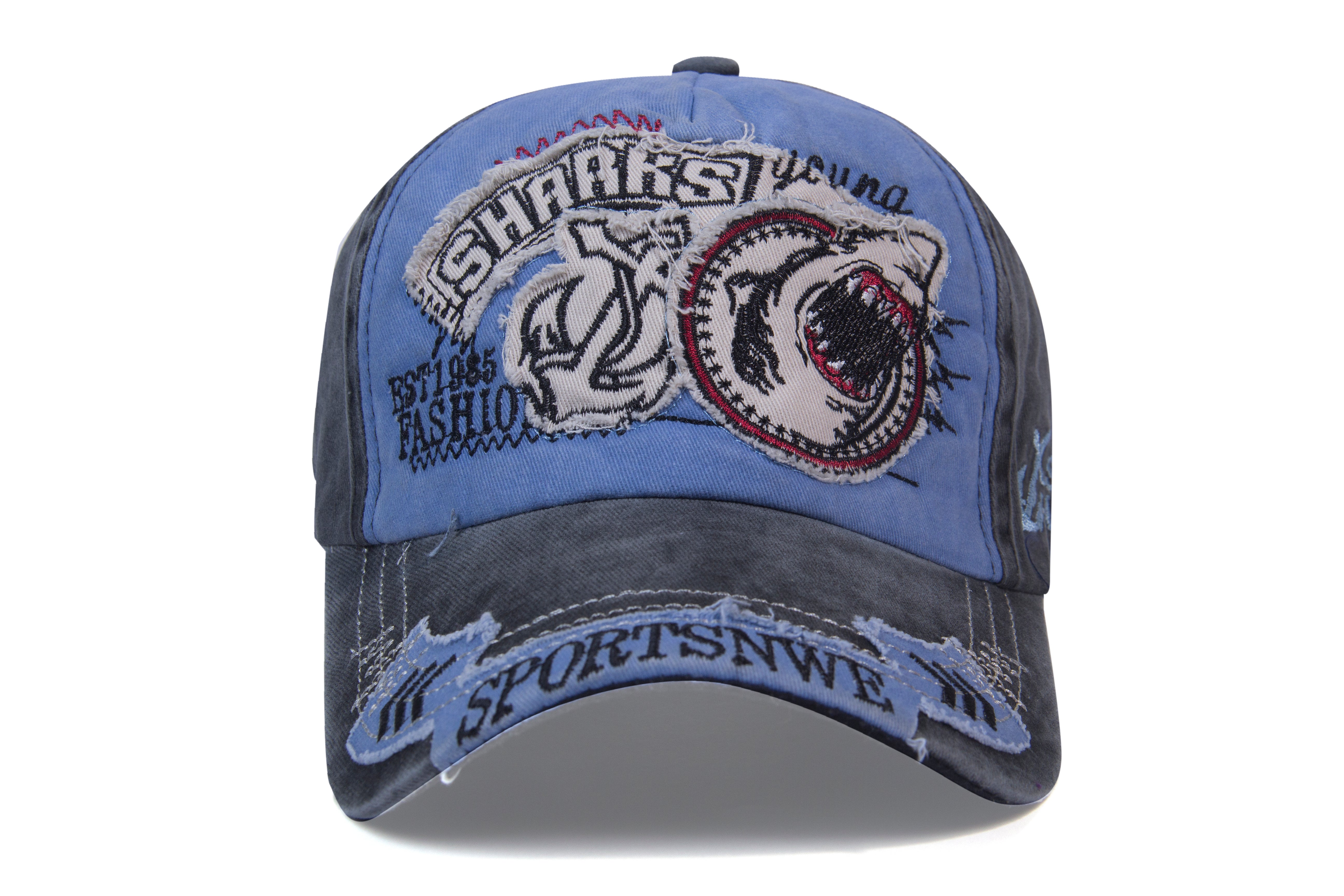 Cotton Sharks Style Snapback Baseball Cap Topi for Men Women - Sky Blue