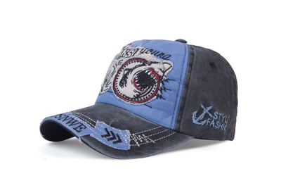 Cotton Sharks Style Snapback Baseball Cap Topi for Men Women - Sky Blue