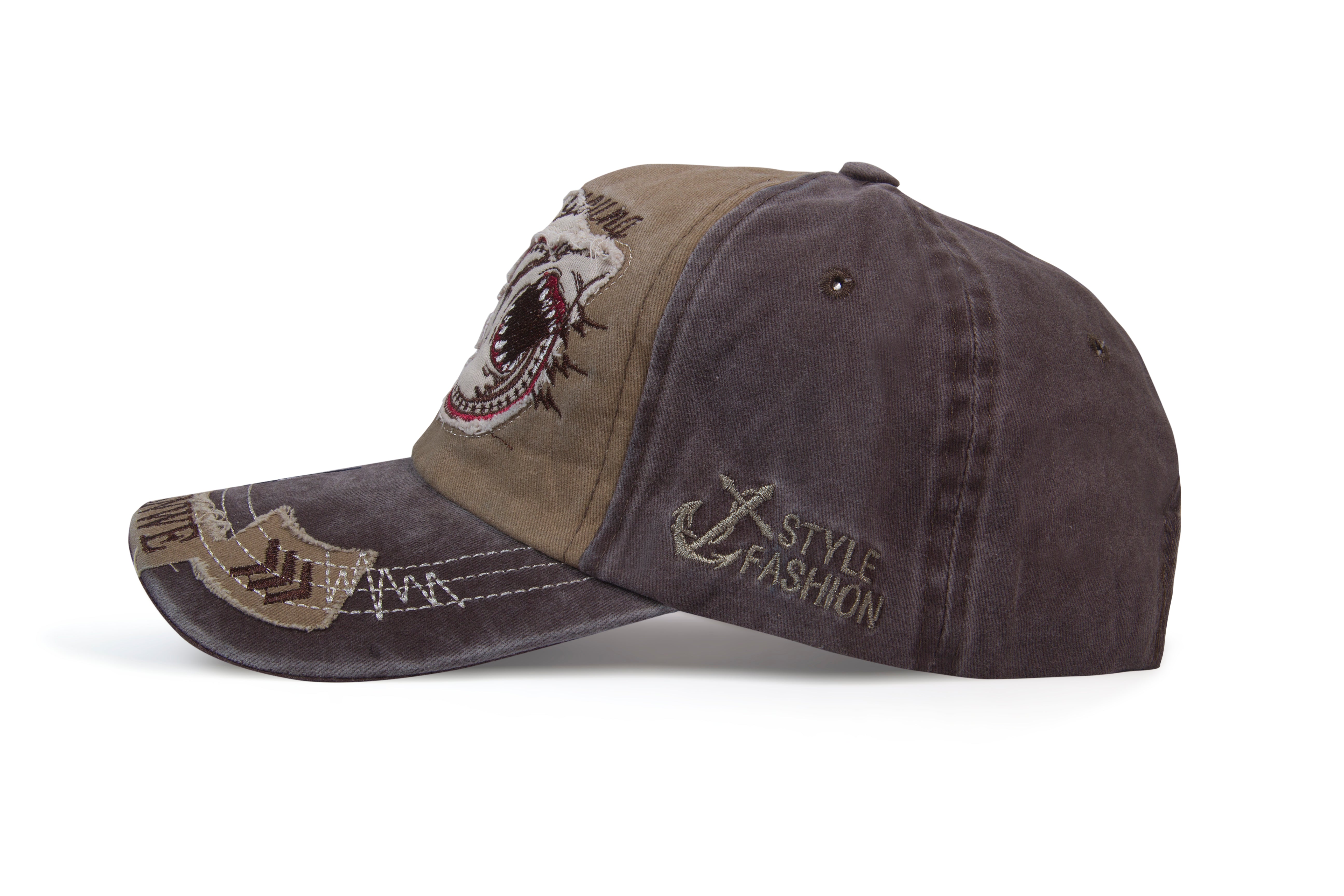Cotton Shark Style Snapback Baseball Cap for Men Women - Light Brown