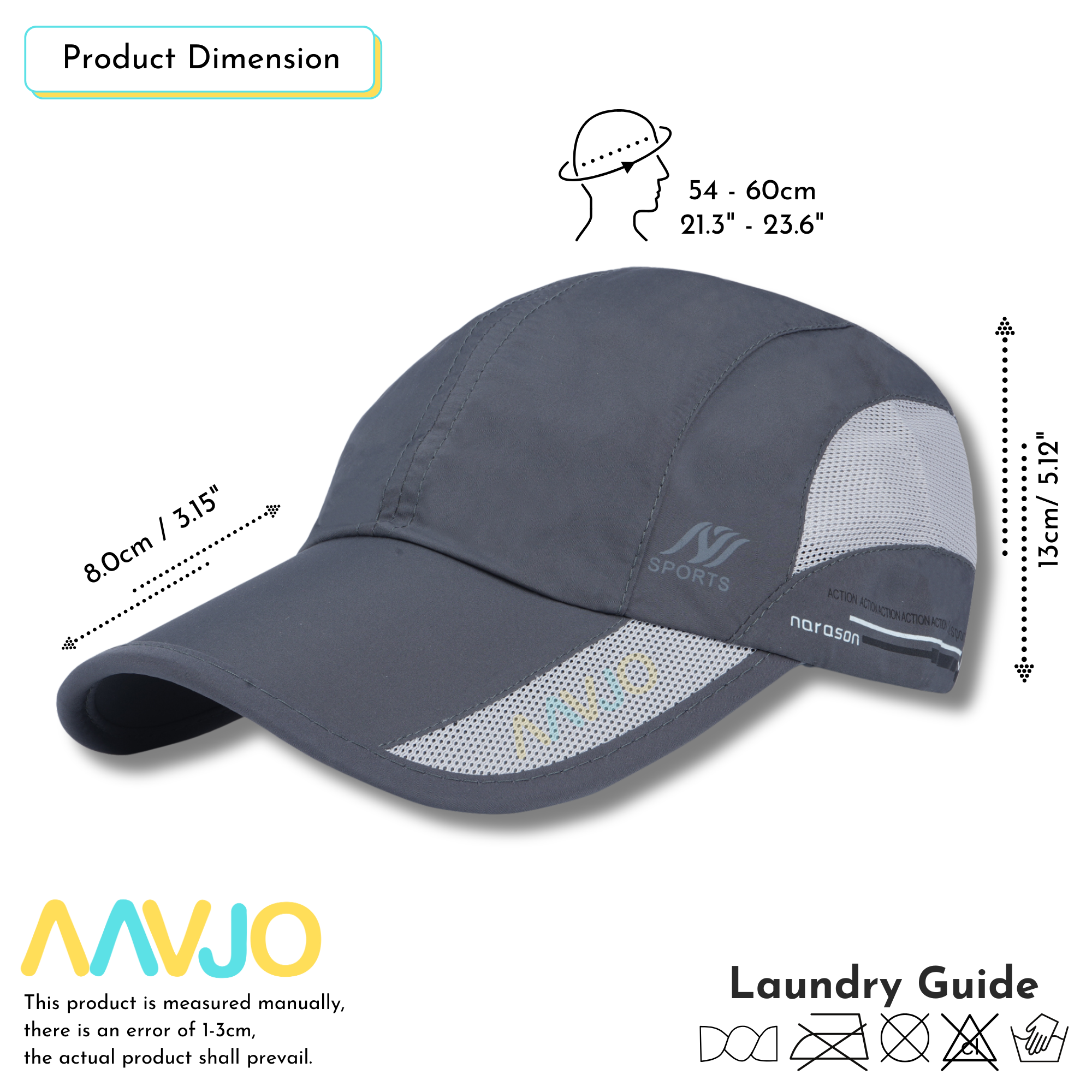 Quick Dry Baseball Cap Hat Topi for Men Women - Grey