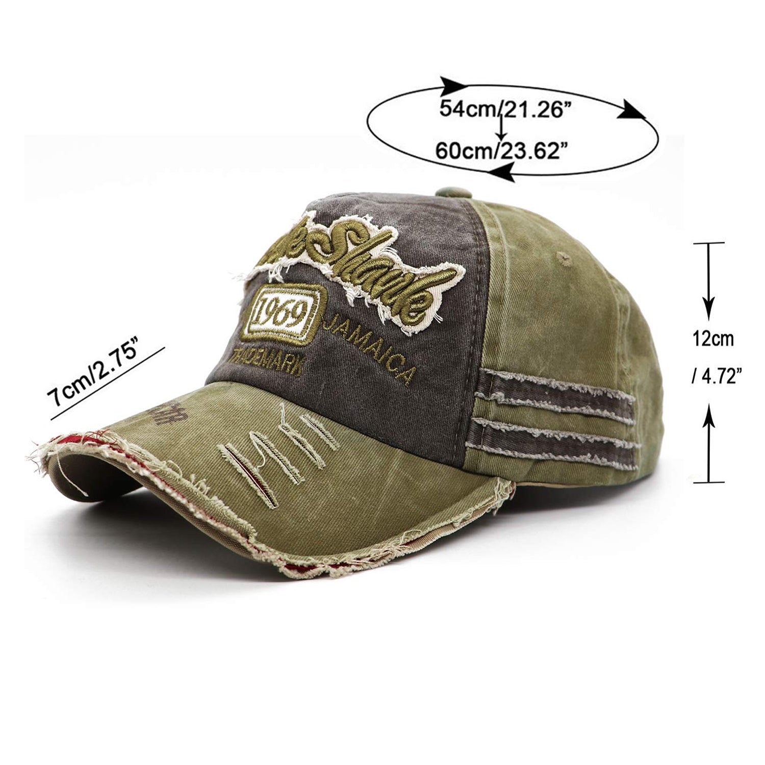 Stylish Cotton Vintage 1969 Embroidered  Cap for Men Women - Light Green