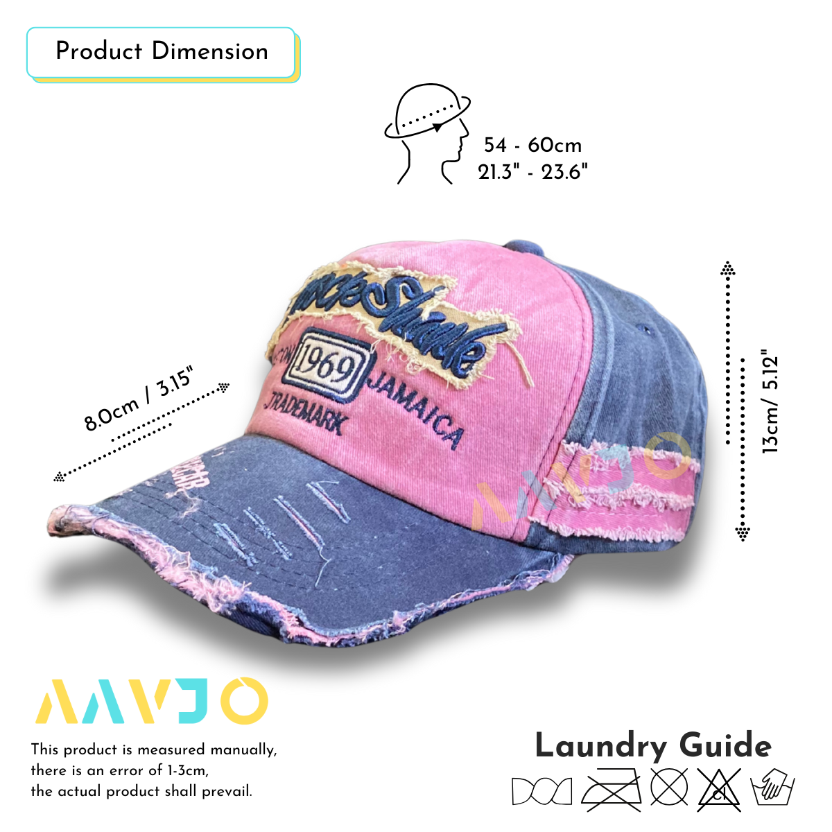 Stylish Cotton Vintage 1969 Embroidered  Cap for Men Women - Pink