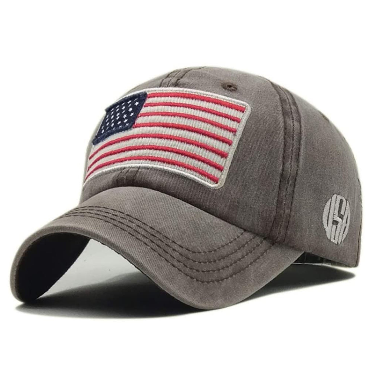 Embroidred Baseball Stylish Cap for Men Women - Big Flag - Brown