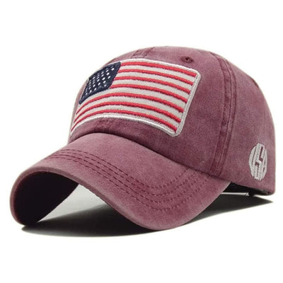 Embroidred Baseball Stylish Cap for Men Women - Big Flag - Red