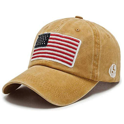 Embroidred Baseball Stylish Cap for Men Women - Big Flag - Yellow