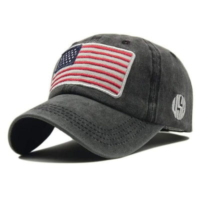 Embroidred Baseball Stylish Cap for Men Women - Big Flag - Smoky Black