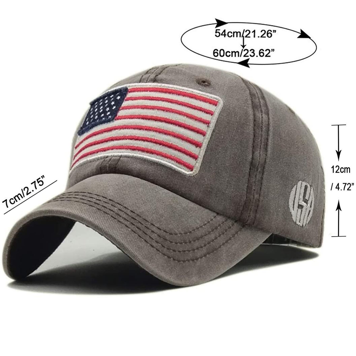 Embroidred Baseball Stylish Cap for Men Women - Big Flag - Brown