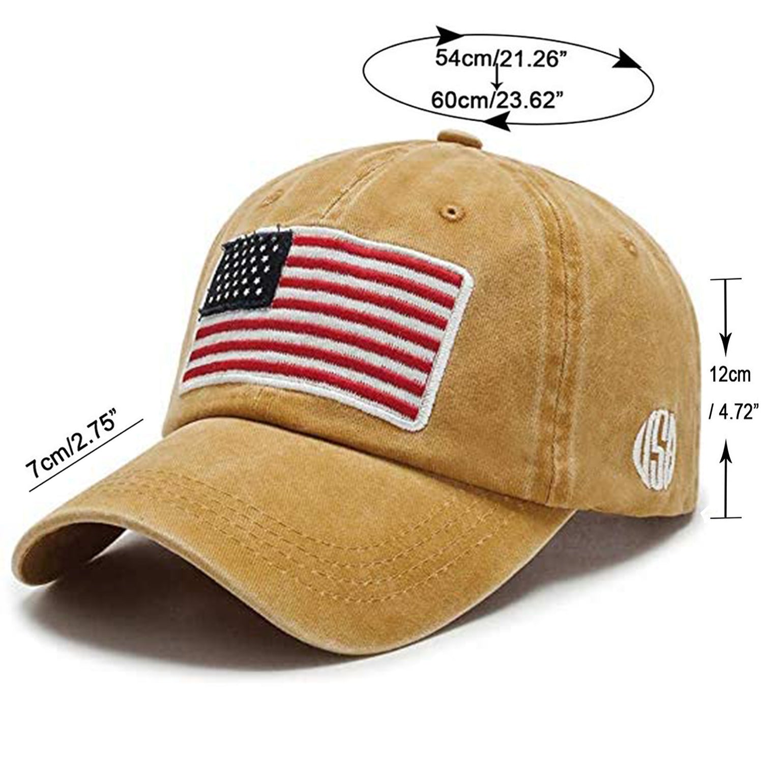 Embroidred Baseball Stylish Cap for Men Women - Big Flag - Yellow