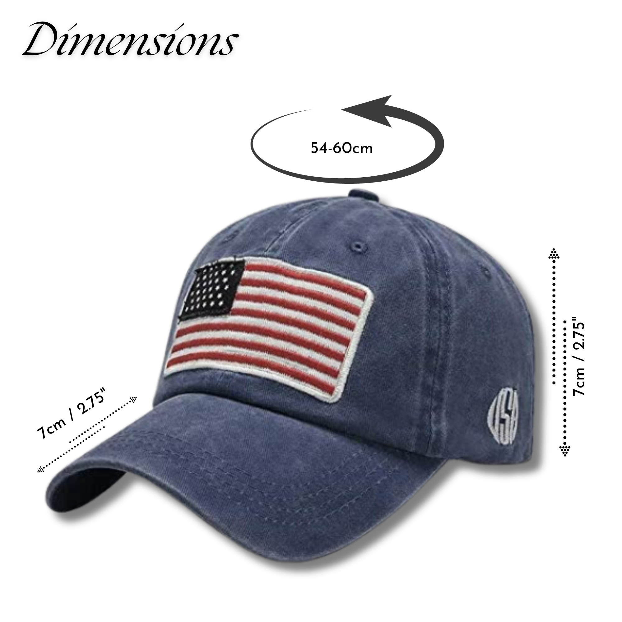 Embroidred Baseball Stylish Cap for Men Women - Big Flag - Blue