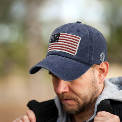 Embroidred Baseball Stylish Cap for Men Women - Big Flag - Blue