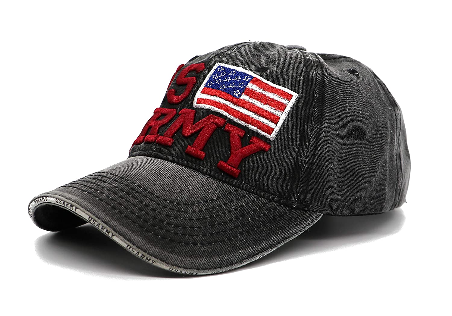 Embroidred Baseball Stylish Cap for Men Women - US Army - Smoky Black