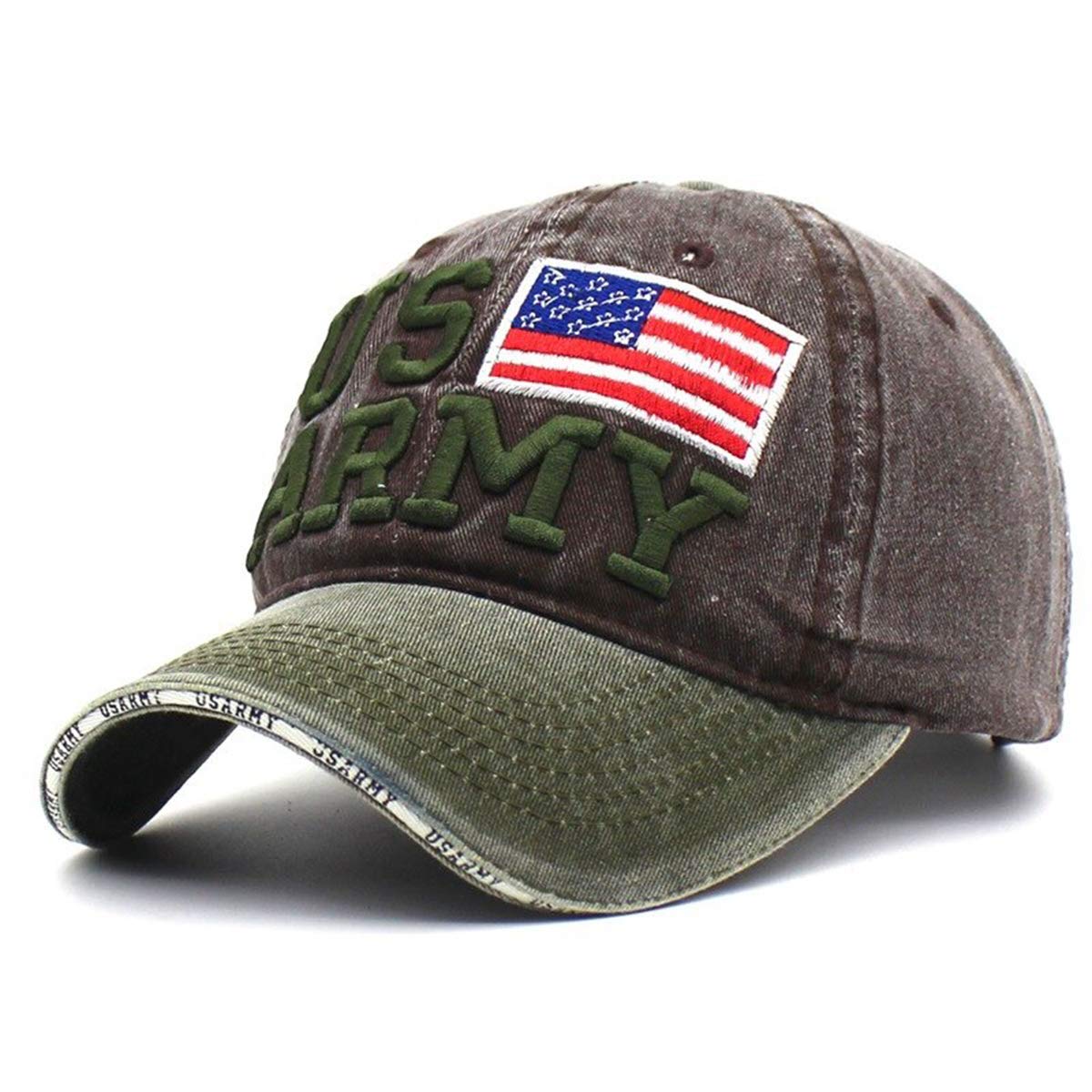 Embroidred Baseball Stylish Cap for Men Women - US Army - Dusky Brown