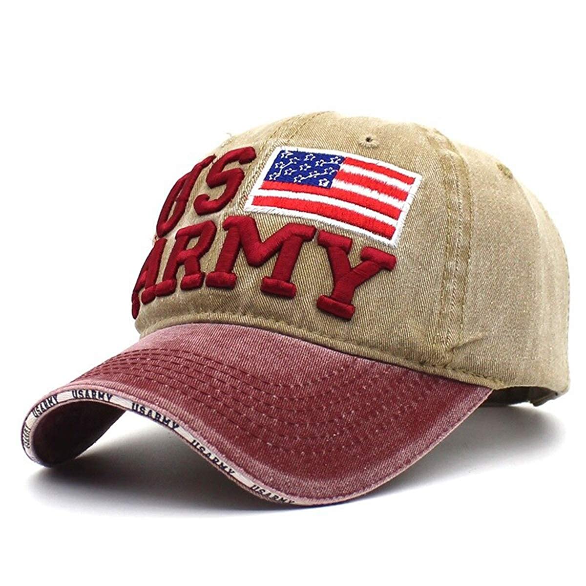 Embroidred Baseball Stylish Cap for Men Women - US Army - Beige