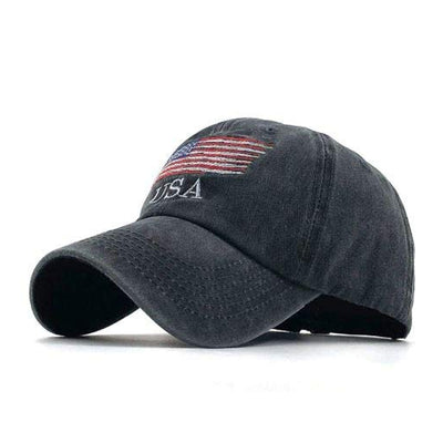 Cotton Flag Style Snapback Baseball Cap for Men Women - Small Flag - Black