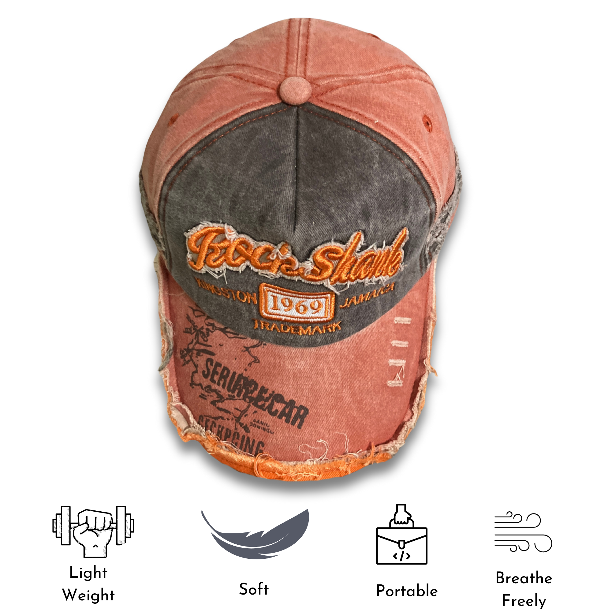 Stylish Cotton Vintage 1969 Embroidered  Cap for Men Women - Orange
