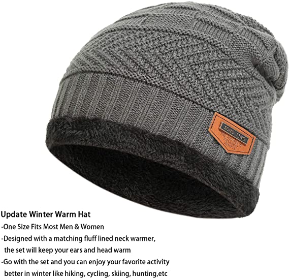 Winter Beanie Cap Hat Scarf Set for Men Women