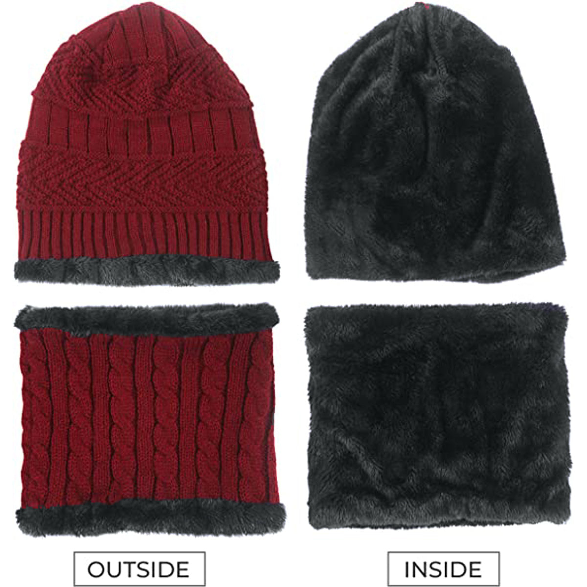 Winter Beanie Cap Hat Scarf Set for Men Women