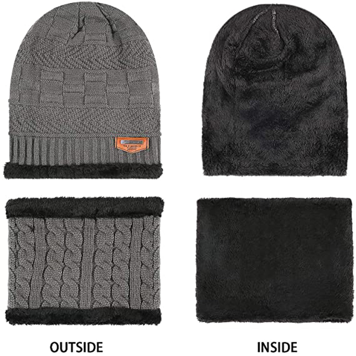 Winter Beanie Cap Hat Scarf Set for Men Women