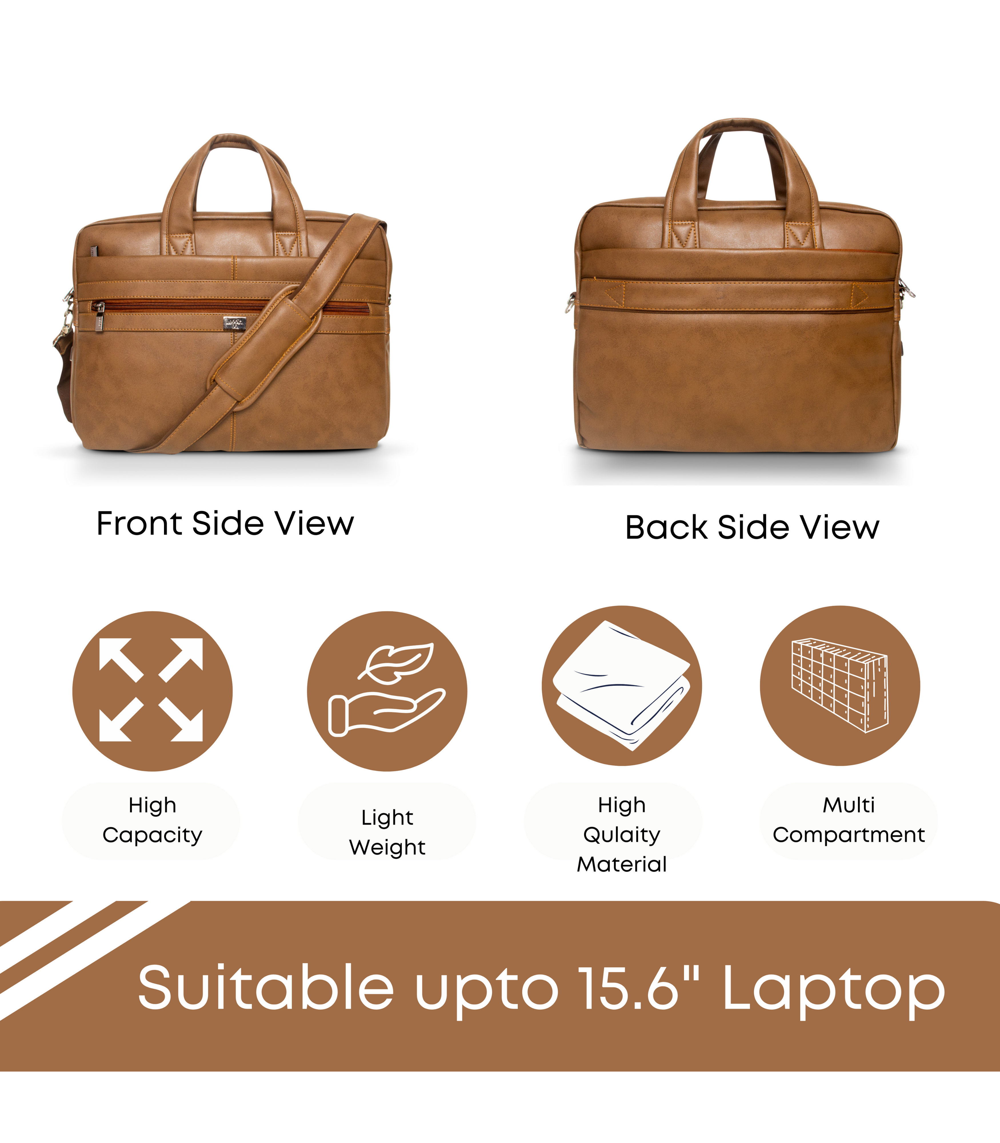 Briefcase Messenger Office Travel Bag for laptop upto 15.6 inch FF