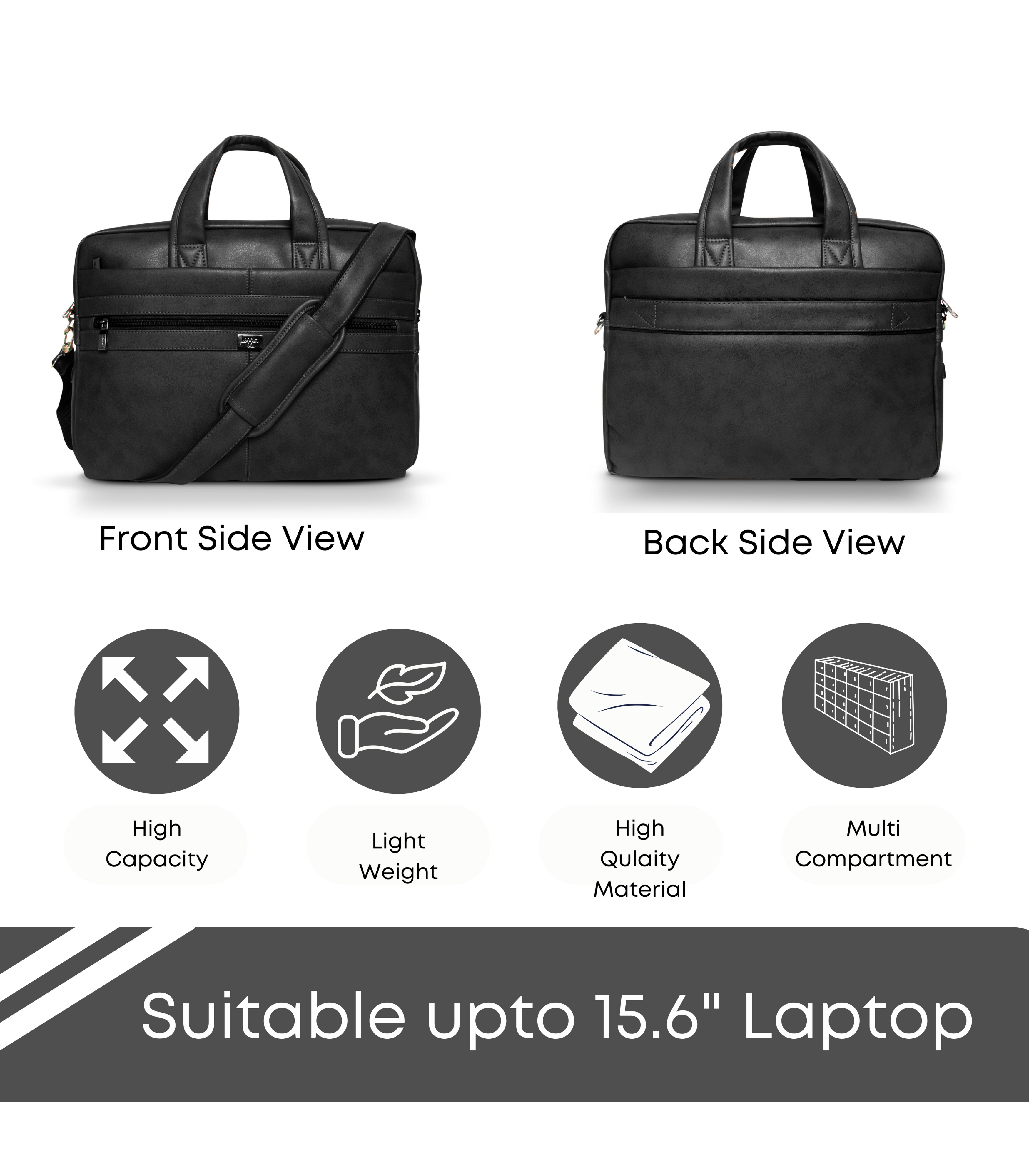 Briefcase Messenger Office Travel Bag for laptop upto 15.6 inch FF