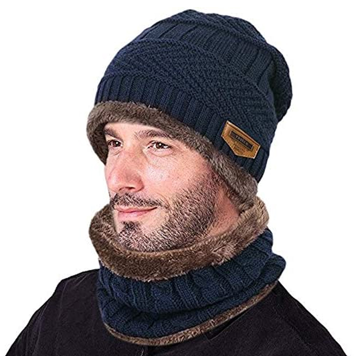 Winter Beanie Cap Hat Scarf Set for Men Women